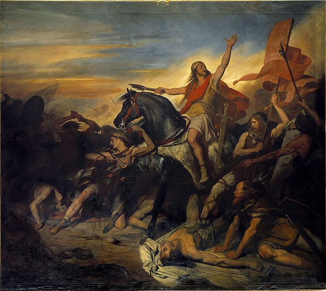 Batle of Tolbiac - Clovis I defeats the Alemanni, 496/506?, by Ary Scheffer (1795-1858, painted in 1836. Versailles, MV 2670